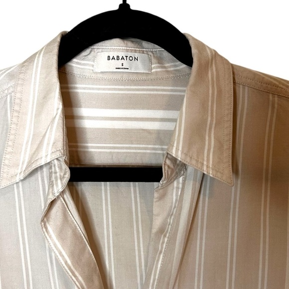 Aritzia Babaton Utility Shirt- Neutral Stripe Button Down Shirt- Small - Picture 11 of 14